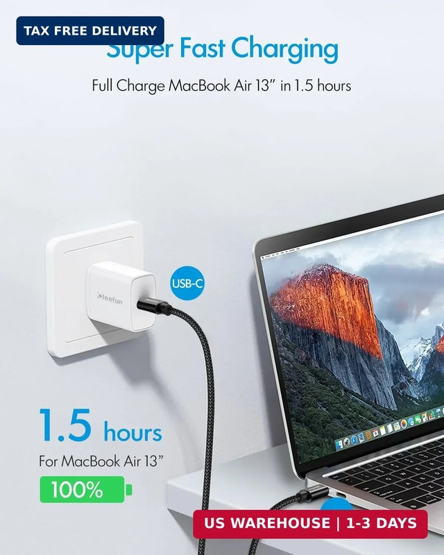 CLEEFUN Long USB C to USB C Cable 20ft, C to C Fast Charging Type C Charger | 1- gallery