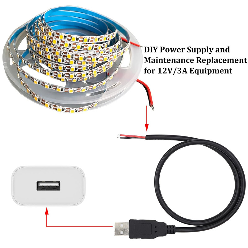 18AWG USB 2.0 Male Plug to 2Pin Bare Cable USB a Male Plug to 2Pin Bare Wire gallery