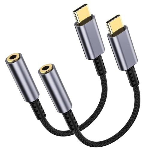 USB C to 3.5mm Headphone Jack Adapter – HiFi Audio Dongle, Type C 2 Pack Grey gallery