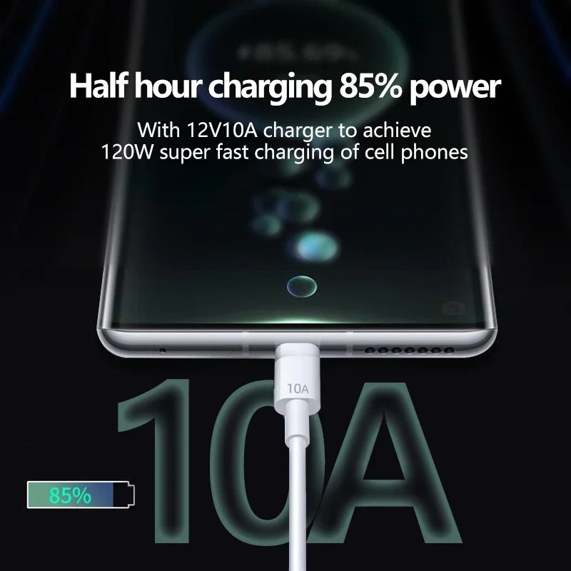 120W 10A USB Type C Super Fast Charging Cable for Huawei P40 P30 Honor Data Cord gallery