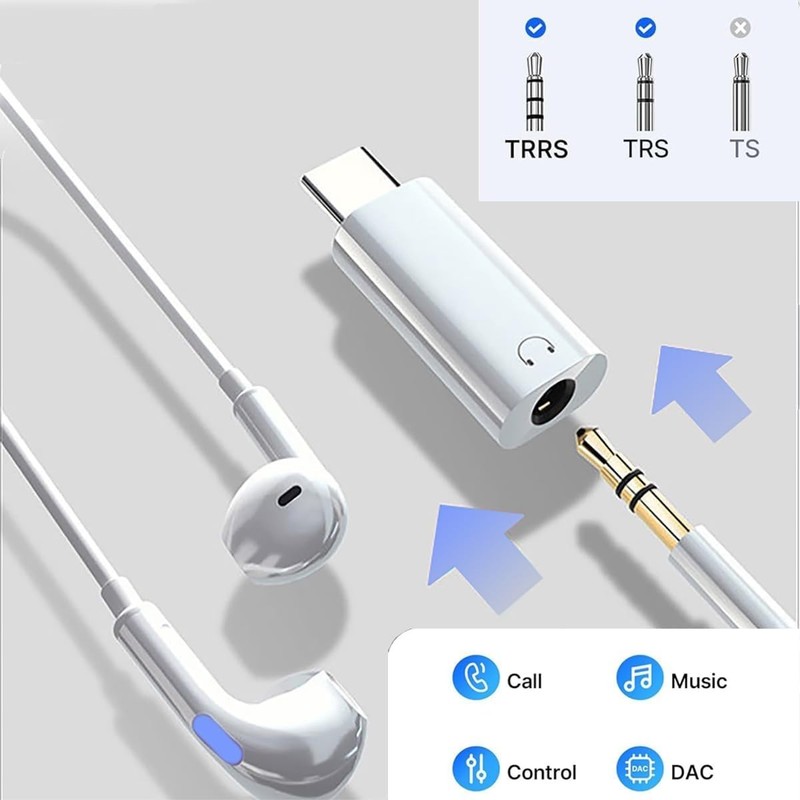Versatile USB C to 3.5mm Headphone Adapter - Supports Wired Control & HiFi Sound gallery