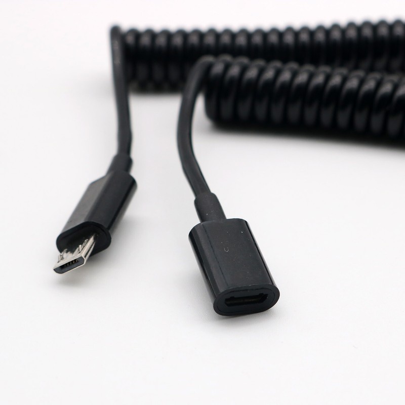 1x Micro USB 5 Pin Male to Female Extension Spiral Coiled Data Charging Cable 3m gallery