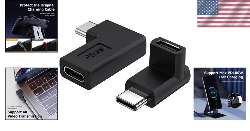 Angled USB C Adapter 2 Pack Male to Female 90 Degree Extender for Phone Tablet gallery