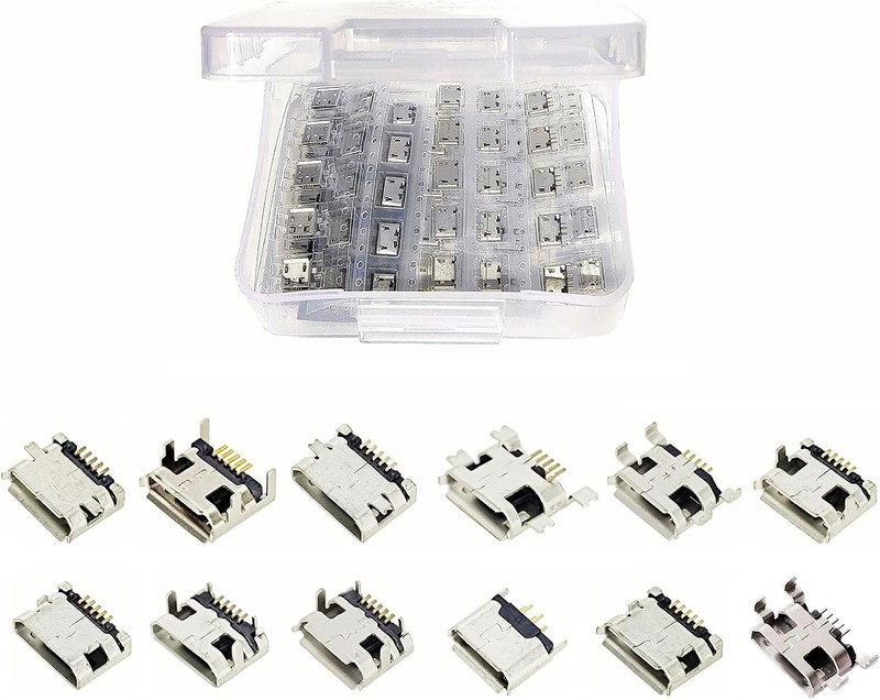 12 Types Micro USB Connector Kit - 60 Assorted Repair Adapters for Versatile Use gallery