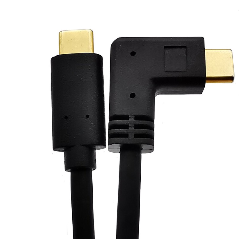 1x USB Type C 90°to Type C Male to Male Adapter Fast Charge Charging Cable 3A 1m gallery