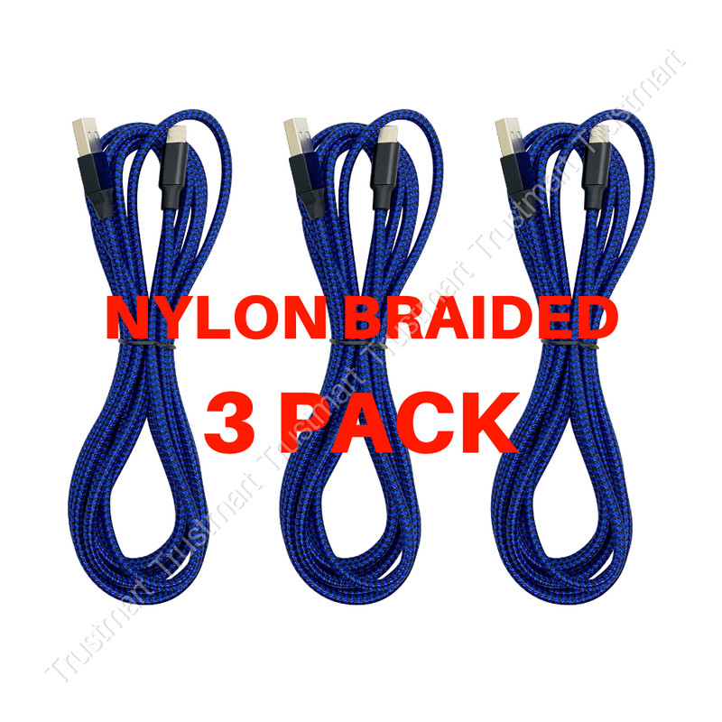 3 Pack 10ft Fast Charger Cable Heavy Duty For Apple iPhone 14 13 12 11 XR 8 Cord