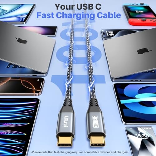 USB C Cable [3FT, 2-Pack] 20Gbps High 3FT+3FT Black & Grey Straight Type C gallery
