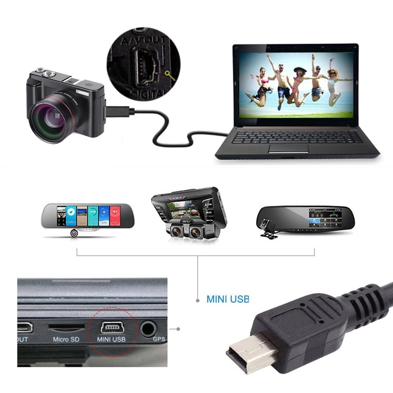 Panel Mount Mini USB 2.0 5Pin Male to Female Extension Cable 50cm 20 In gallery