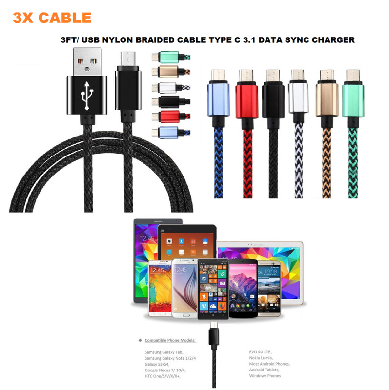 USB C Type C 3.1 Data Sync Charger Cable Nexus 5X/6P OnePlus 2 LG G5 Galaxy