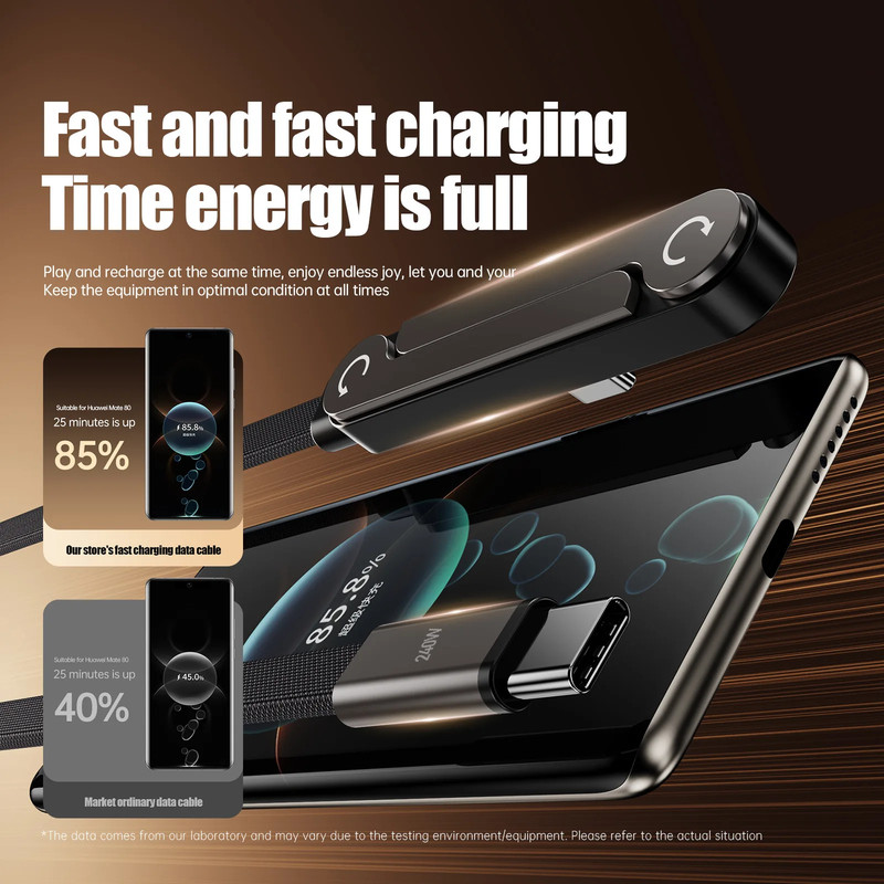 Fast Charging Foldable Bracket Data Cable Stand Type C to Type-C OTG 240W 2 in 1 gallery