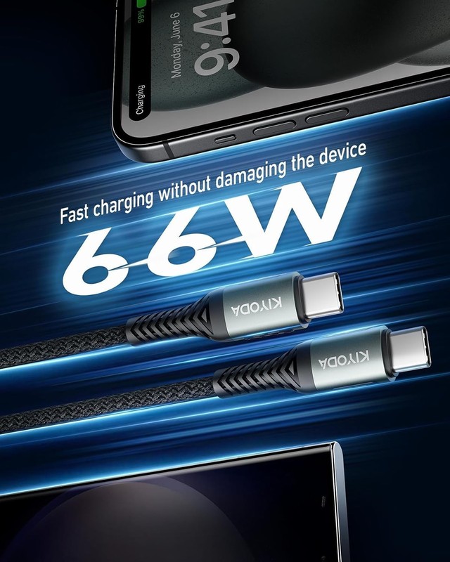 2-Pack USB C To C Cable Coiled 3FT Braided Type C Black Fast Charge Wire Cord gallery