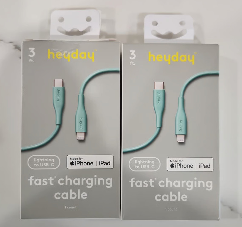 Heyday 3' Lighting To USB-C Fast Charging Cable Bundle of 2