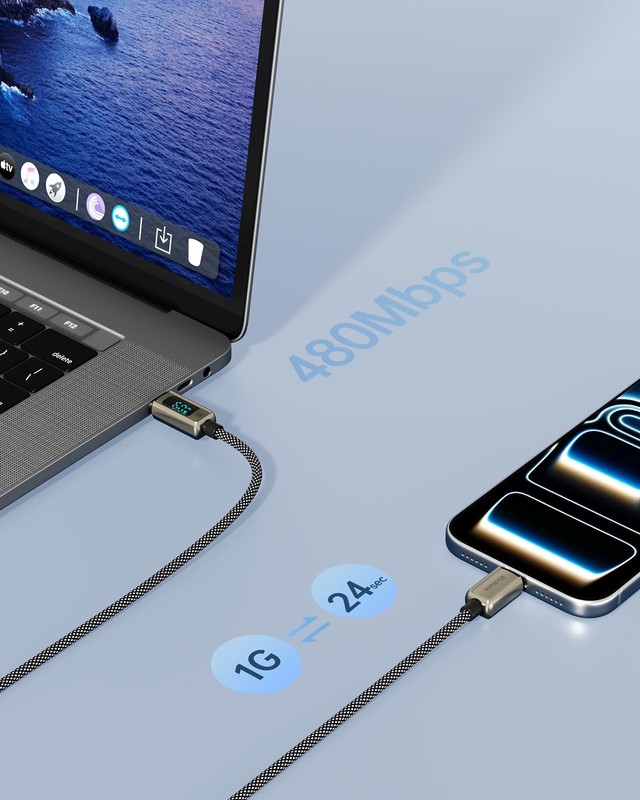 6FT USB C to USB C Cable Fast Charge, Silver Zinc Alloy & Nylon Braided Cable... gallery