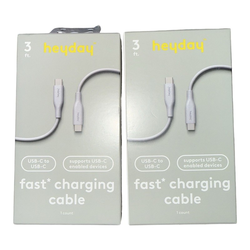 2 PK Heyday 3 FT Fast Charging Cable USB-C to USB-C Lavender Purple ~ New In Box
