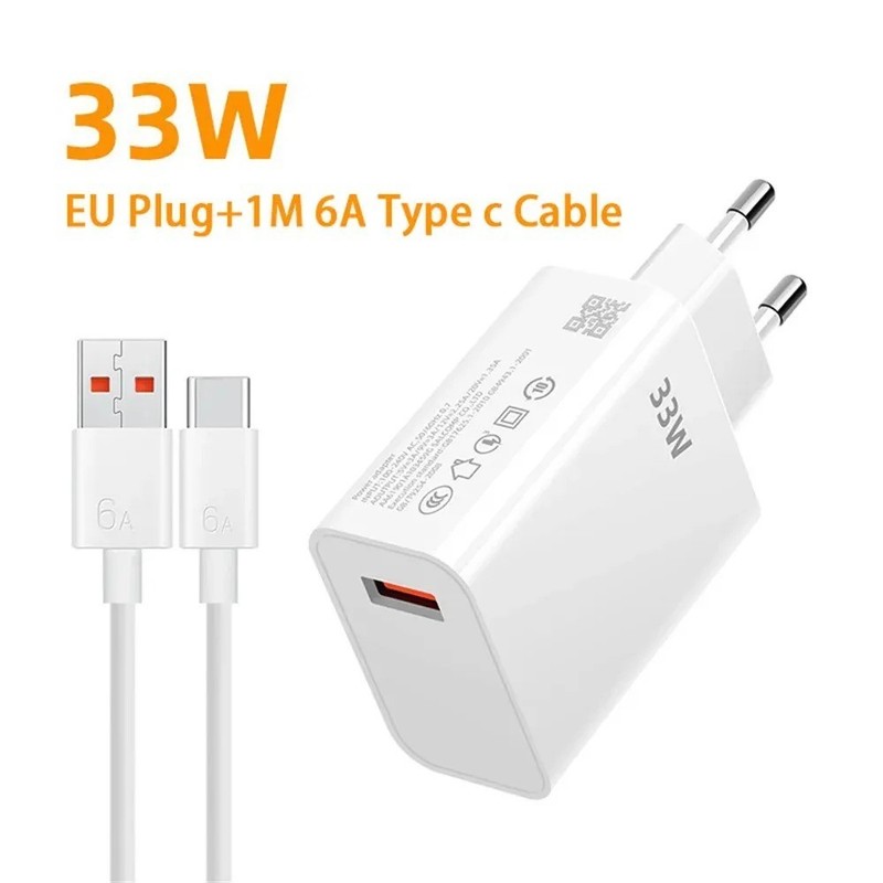 33W USB Fast Charger 6A Type C Charging Adapter for iPhone Samsung Xiaomi