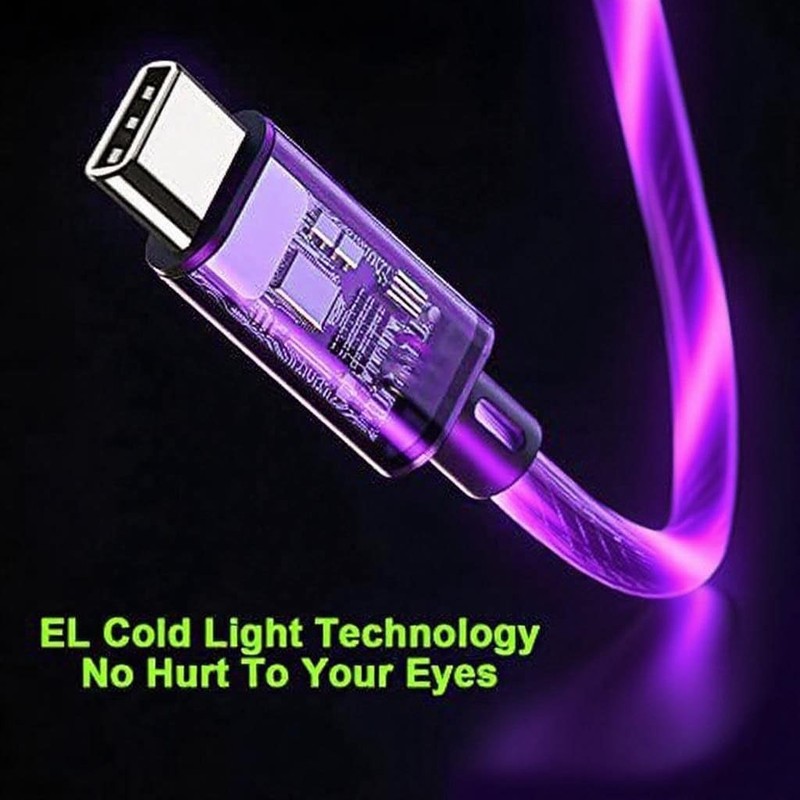 FJHBL USB A to USB C Cable with Purple LED Light Strip, Suitable for Almost A... gallery