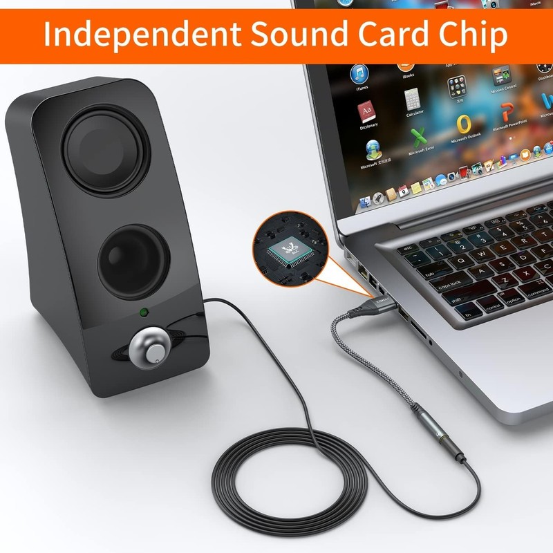 USB to 3.5mm Audio Adapter (2-Pack) - USB-A to 3.5mm TRRS 4-Pole Female External gallery