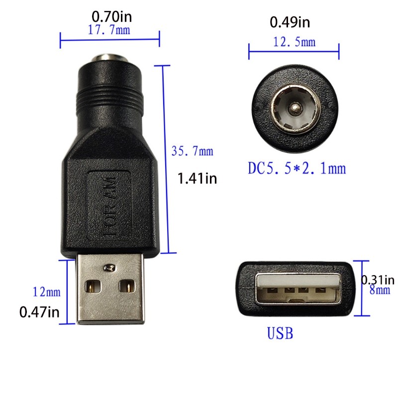 Fast Transmission USB to for DC Adapter USB 2.0 A Female to for DC 5.5x2.1mm Ada gallery