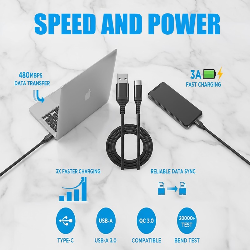 10-Pack USB -Cables [3.3 ft / 1 m | 3A Fast Charge | Braided] – USB-A to USB-... gallery