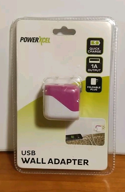 PowerXcel 1 Amp USB Wall Adapter Purple/White