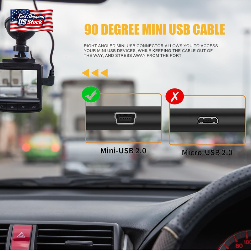 Eanetf Mini USB Cable, 90 Degree USB 2.0 a to Mini B USB Cable,Right Angle USB 2 gallery