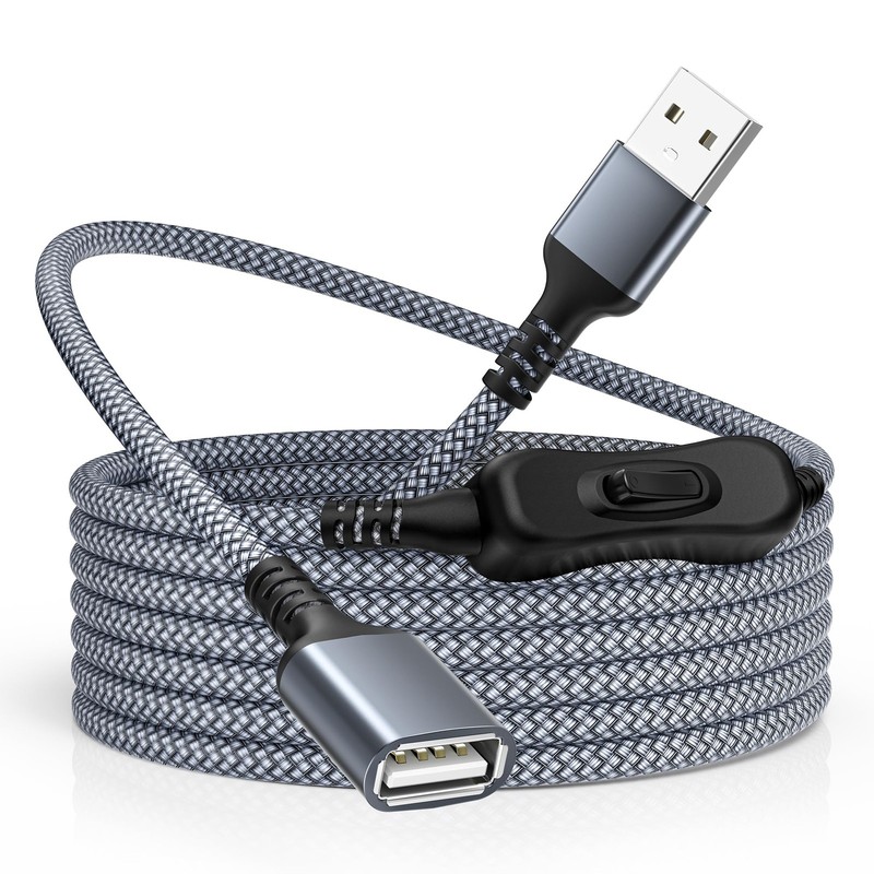 RUXELY USB Male to Female Extension Cable with On/Off Switch 6.6FT