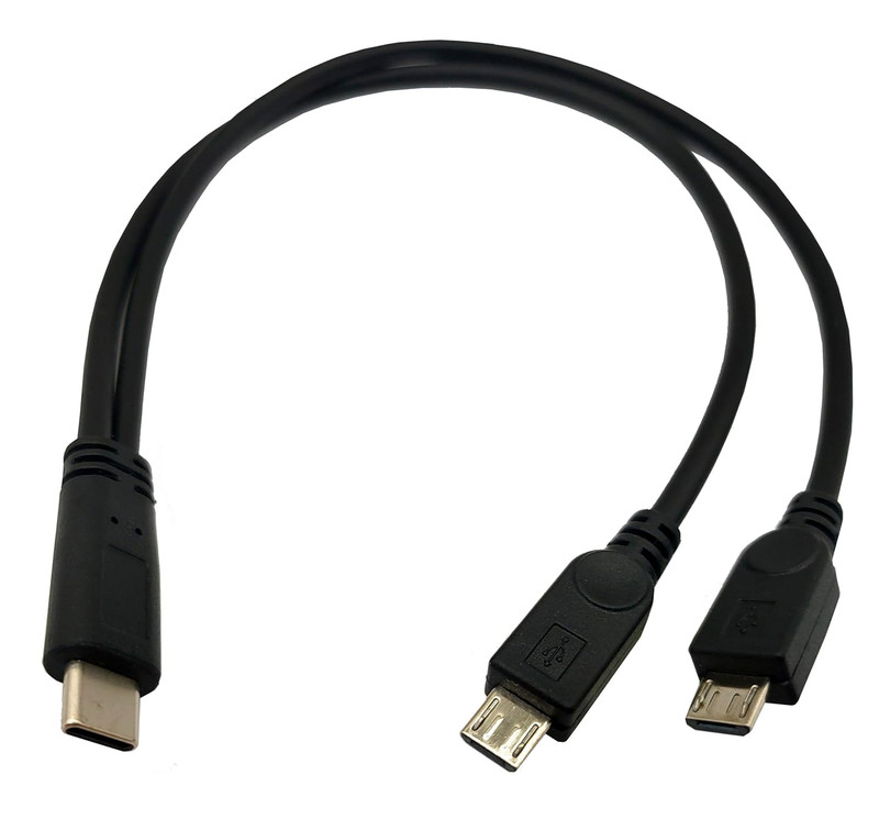 USB C Splitter Charge Cable,1 Feet USB Type C Male to 2 Dual Micro USB Male Y Sp