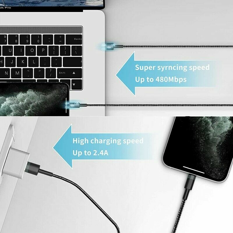3X 6FT USB Braided Charger Cable Heavy Duty For iPhone 6 7 8 XR 11 12 13 14 Cord gallery