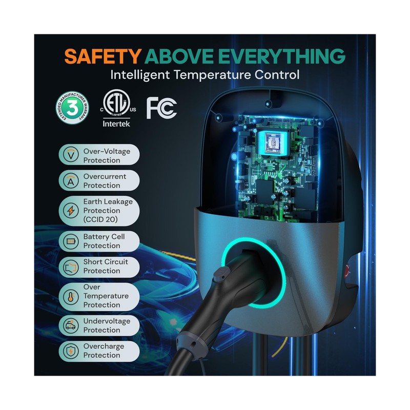 Level 2 EV Charger(WiFi APP/Plug-Play), 48A, 25ft Cable ETL Certified, 240V N... gallery