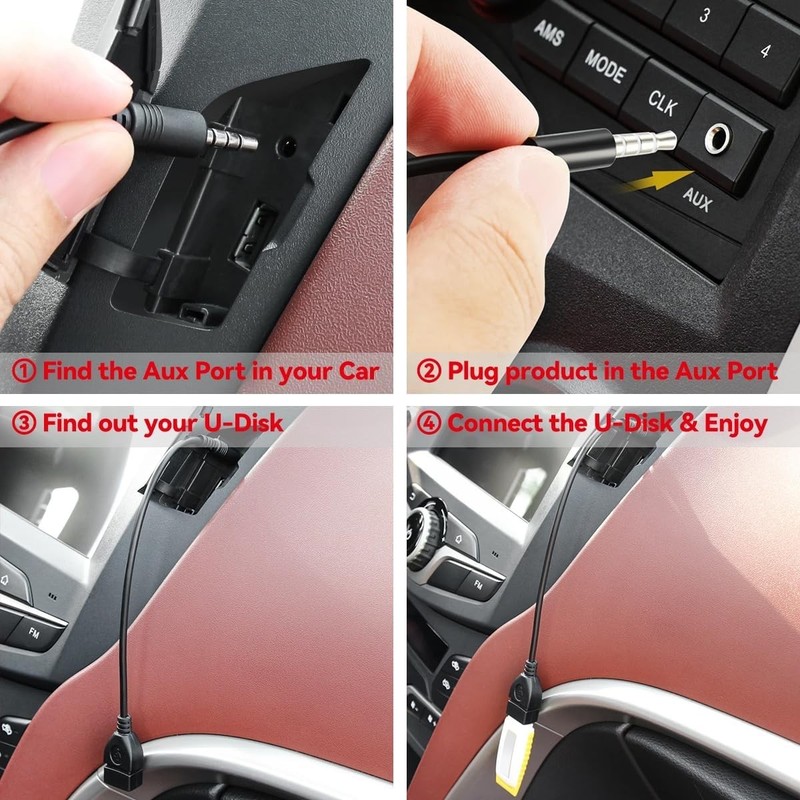 Aux to USB Car Adapter for MP3 Decoding, 3.5mm Male to USB Female Cable gallery