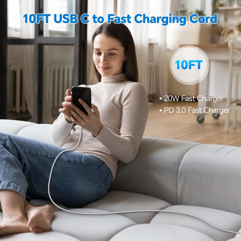 with iPhone 16/15 Charger Fast Charging, 20W Dual Port USB & USB A Wall Charg... gallery