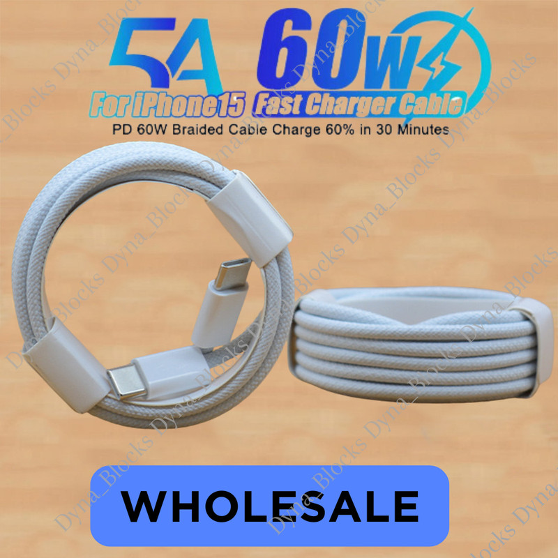 60W USB C to C Cable Fast Charge PD Type C Cord 6FT For iPhone 16 15 Samsung Lot