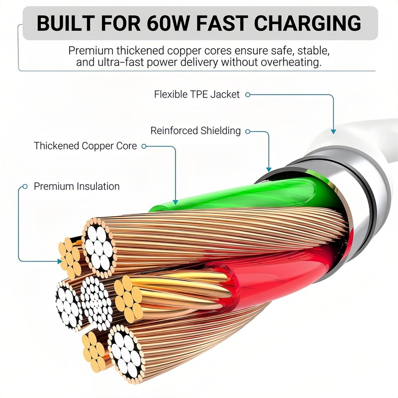 4 Pack 60W USB C to USB C Fast Charging Cable 6ft and 10ft for iPhone gallery
