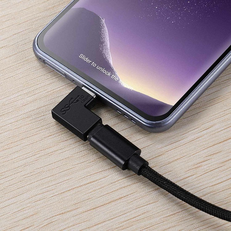 USB Type C 3.1 Male to 3.1 Female Right Angle Quick Charge Data 10Gbps Converter