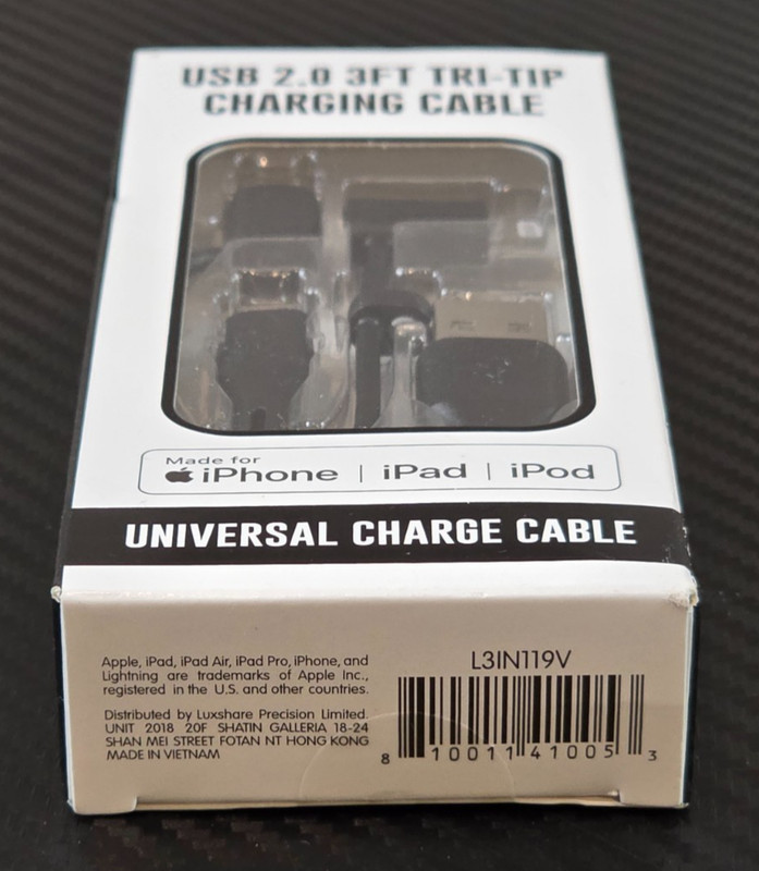 Universal USB Port Charging Cable 3 ft. Tri-Tip for iPhone iPad iPod USB-C Micro gallery