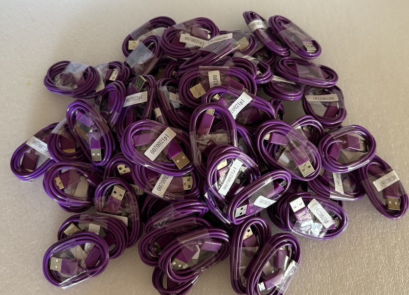 LOT of 76; micro usb to usb Cable 3Ft PURPLE- Kindle, Samsung, LG, Motorola-NEW