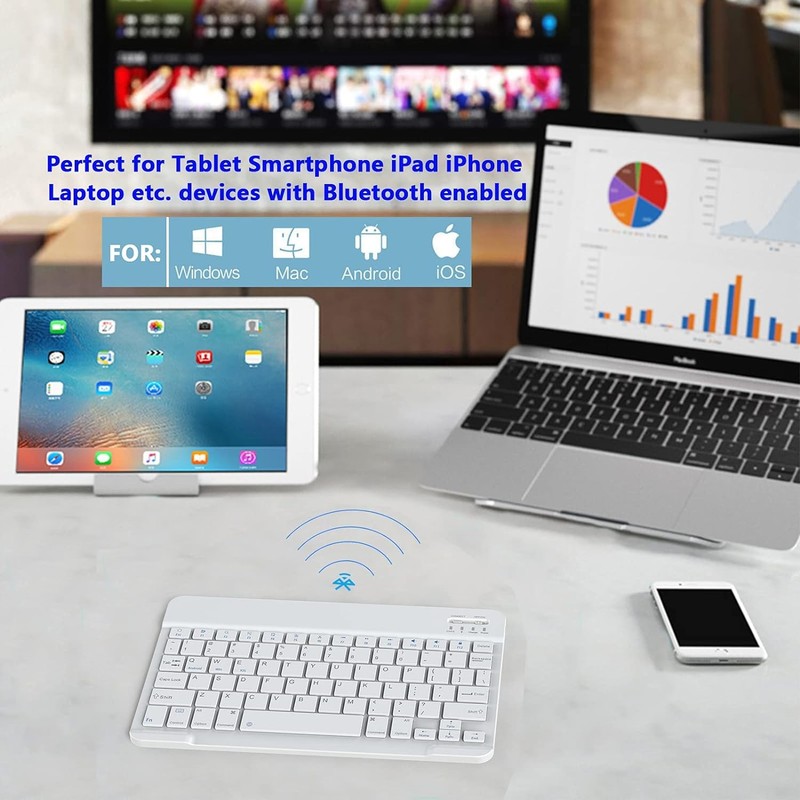 For iPhone 17/Pro/Max/Air - Wireless Keyboard Ultra Slim Rechargeable Portable gallery