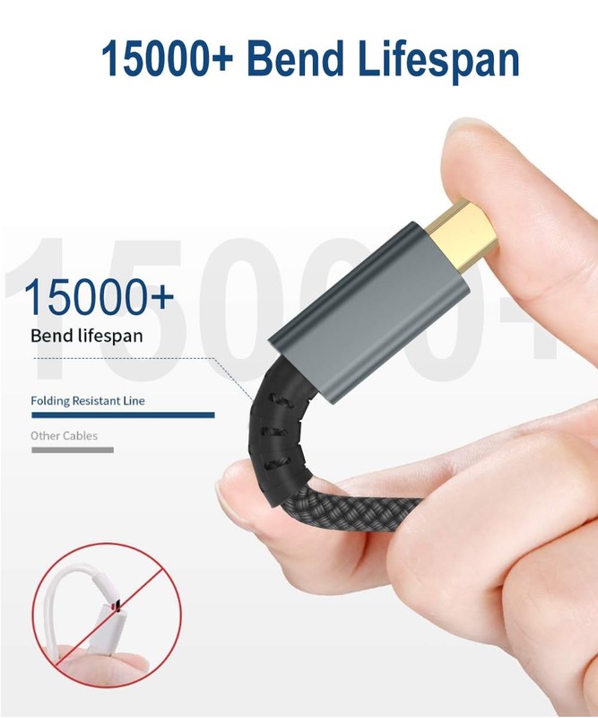20FT USB Printer Cable, Nylon Braided High Speed USB 2.0 Type A to B Scanner ... gallery