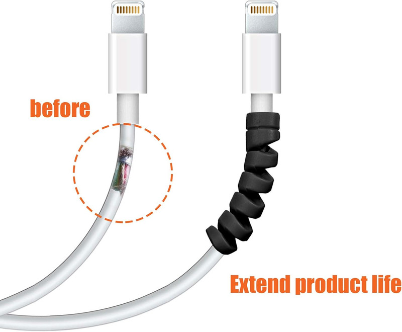 24 Pcs Charger Cable Protector,Silicone Flexible Cable Saver,Spiral USB Mouse Wi gallery