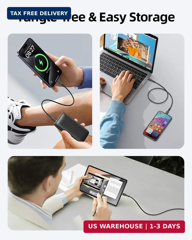 Short USB C to C Cable 0.5FT 3Pack, 6inch USB-C 60W Fast Charging Cords for iPho gallery