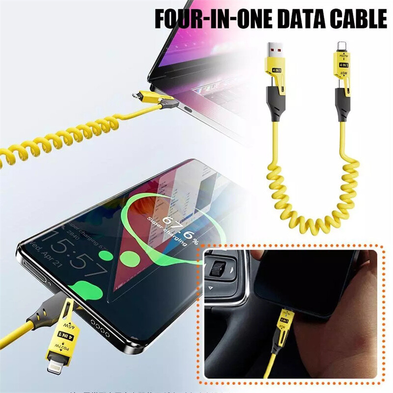 4-in-1 Spring Extension Telescopic Charging Data Cable Cord For All Cell Phone gallery