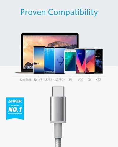 ANKER USB TO USB C CABLE [2 PACK, 6FT] USB A TO USB C CHARGER CORD – SILVER