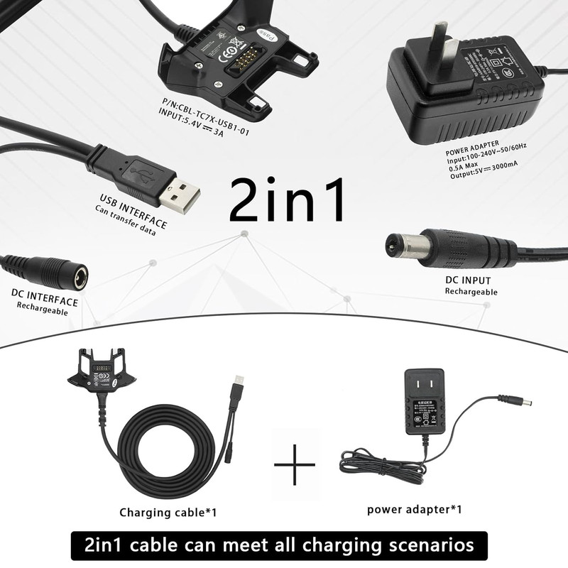 USB Charger Cable with Adapter for Zebra Symbol TC70 TC75 PDA Handheld Computer gallery