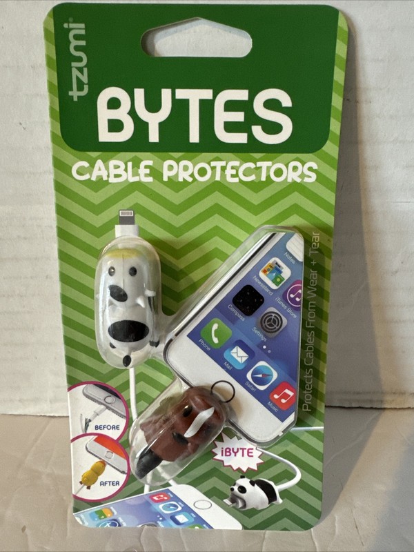 Tzumi Bytes Cable Protectors. Cow & Horse. Helps Reduce Cable Breakage #6081