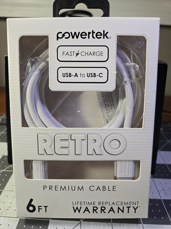 Powertek White Braided USB-C to USB-C Fast Charging Cable