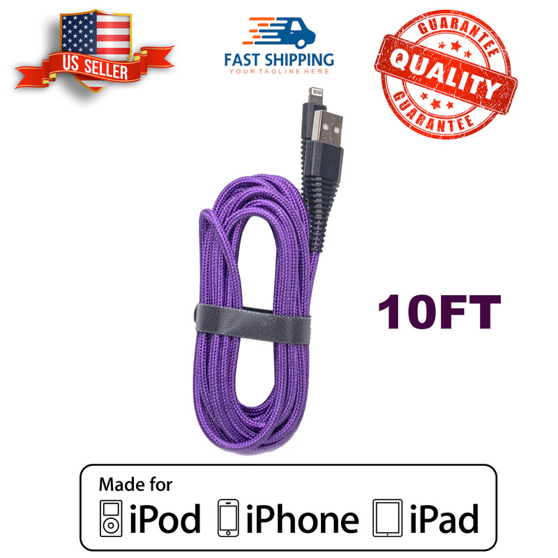 10Ft iPhone Cable Fast Charger For 14 13 12 11 X/Pro Max Nylon Braided Long Cord