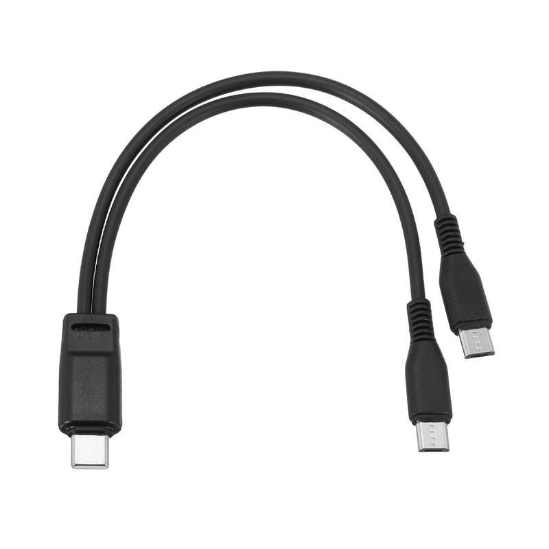 Black 0.2m 2in1 Charging Cable USB Type C Male to 2Dual Micro USB Male for Phone