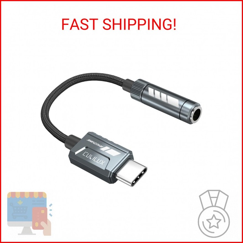 Cubilux USB C Headphone Adapter with 384kHz/24-bit DAC, Type C to 3.5mm Audio Ja