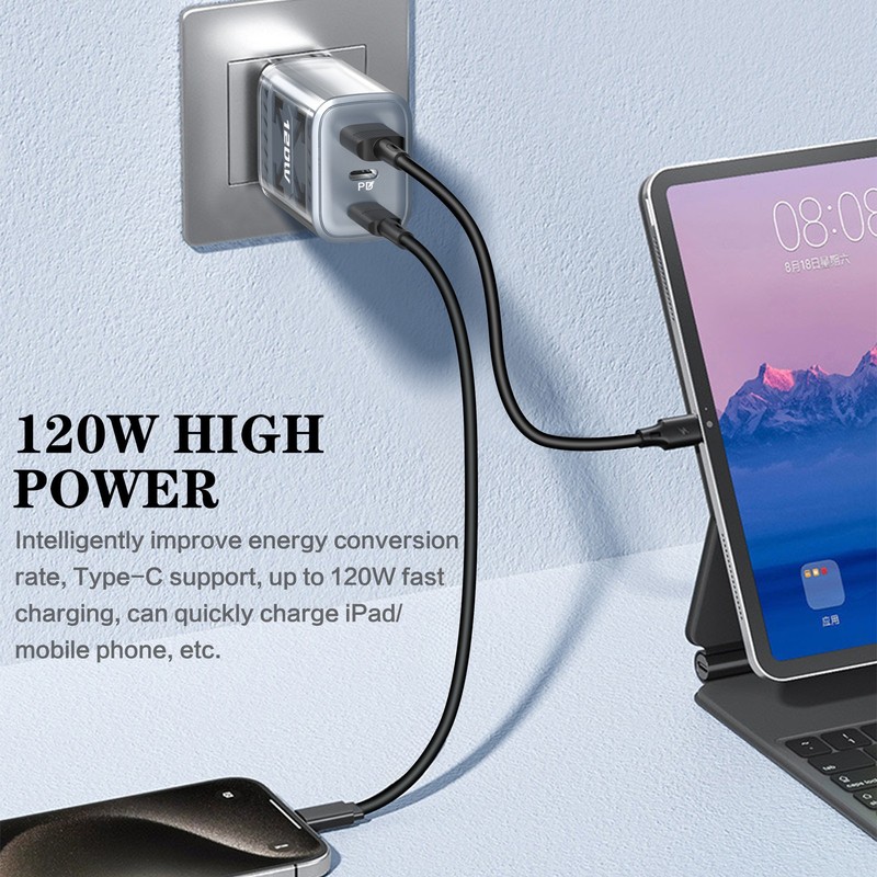 120W 3-Port USB Type-C Fast Wall Charger,For iPhone 17 Pro Max,16,15,14-6 Series gallery