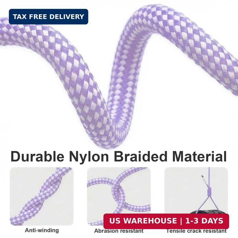 60W USB C to C Cable 6FT 2 Pack Purple Braided Fast Charging Type C Cord gallery
